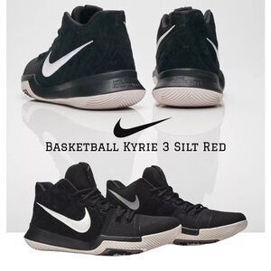 Nike Kyrie 3 2017 “Slit Red” Black Suede Basketball Shoes, size 11.5